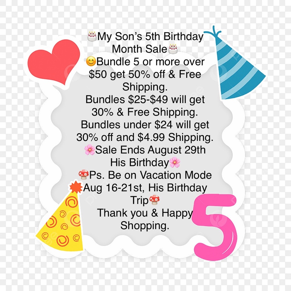 🎂Son’s 5th Birthday Sale🎂